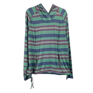 Title Nine Sunbuster Long Sleeve striped Hoodie top Size L‎